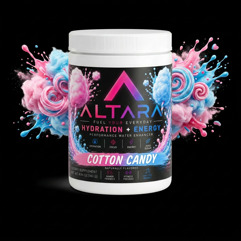 Altara Cotton Candy energy powder jar