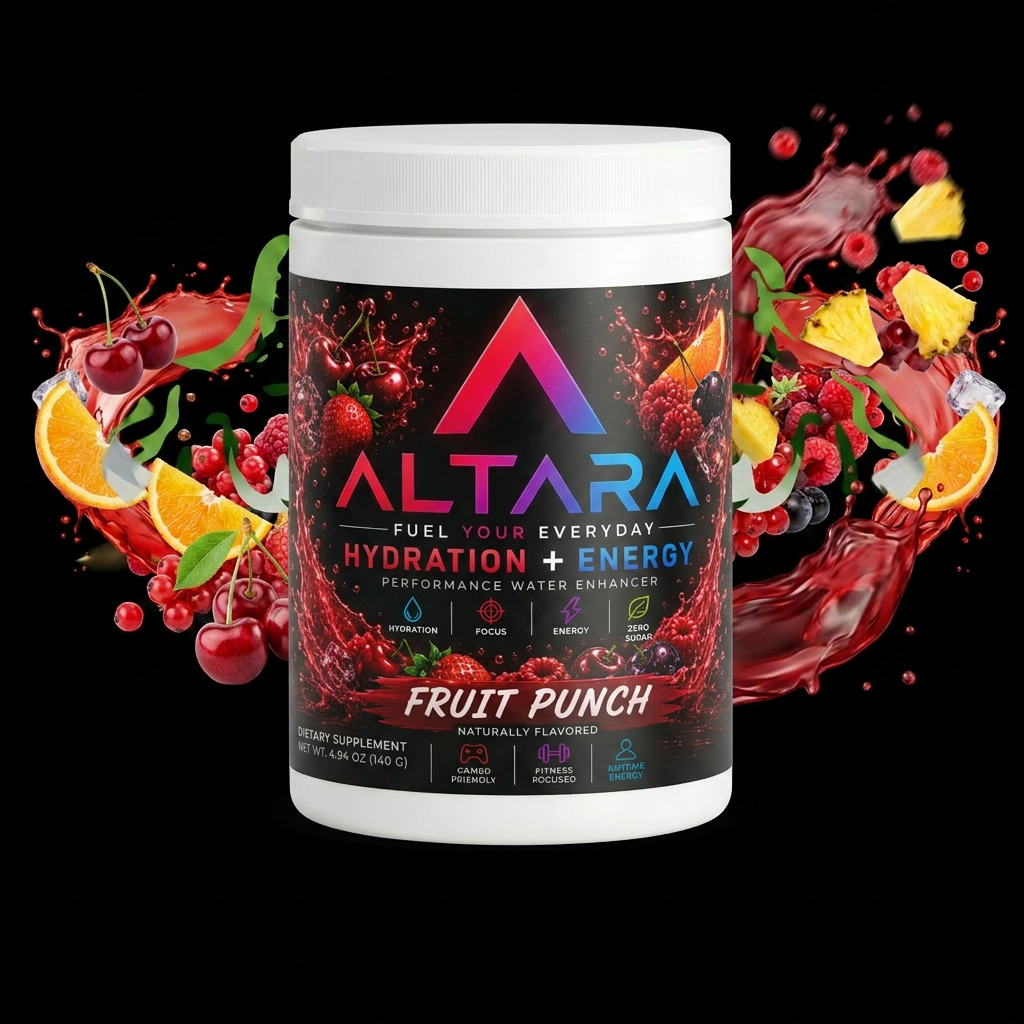 Altara Fruit Punch energy powder jar